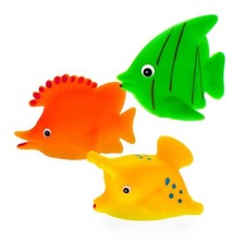 3 Rubber Fish Bath Toys Babies Kids NO HOLE NO MOULD INSIDE, Safe PVC Made in EU