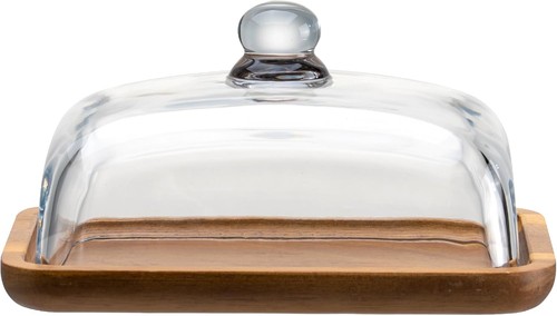 Glass butter dish - glass,