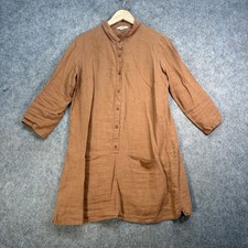 Toast Dress Size 14 Brown Linen Tunic Lagenlook Pockets Buttons Lightweight Arty