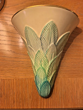 Art Deco Wall Pocket with layered foliage hand painted finish