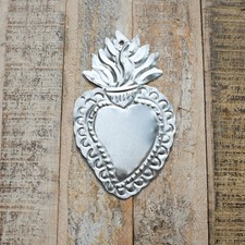 Mexican Tin Heart plain silver