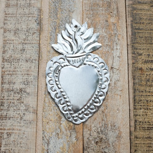 Mexican tin heart - heart, plain