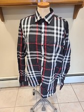 Burberry Brit Mens BlackRed Plaid Nova Check Button Down Shirt Xxxl 100% Cotton
