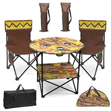 Camping Table and Chair Set 3 Piece Outdoor Beach Picnic Furniture Fishing Cup