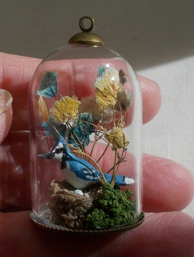 Doll house miniature bird - miniature, on