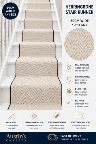 Cream herringbone staircase - cream,