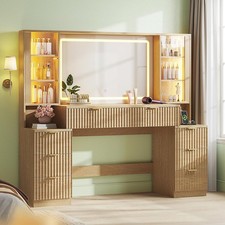 Big Vanity Desk Fluted Wood