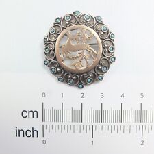 Fine Vintage Silver & Gold Leaping Stag Brooch 900 Silver Turquoise Silver Stag
