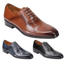Mens Calf Wholecut Oxford Shoes Lace up Brogue Handmade Real Leather Sole