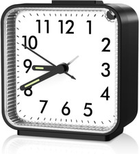 Ankilo NEW Alarm Clocks Bedside, Silent Non Ticking Small Clock, Travel Alarm Cl