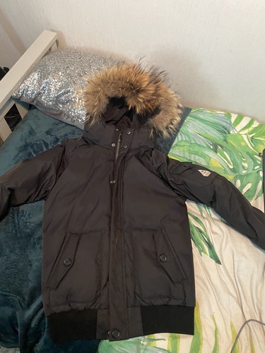 Pyrenex black padded fur hood - padded,