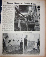 Original Old Antique Print 1914 Ww1 Belgian Siers British Taxi German Bombs