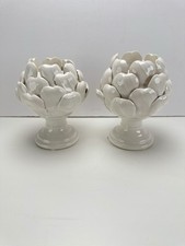 X 2 GISELA GRAHAM TEA LIGHT HOLDER WHITE ARTICHOKE