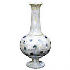 18" Marble Vase Pot, Abalone &