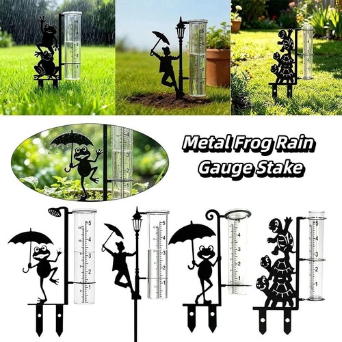 Rain gauge outdoor - metal, frog
