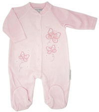 Baby pink velour sleepsuit