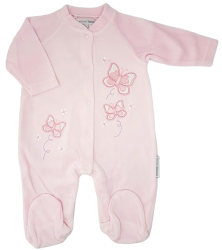 Baby pink velour sleepsuit