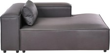 Left Hand Black Chaise Lounge Faux Leather Sofa Seat Daybed Extension