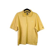 Nike Tiger Woods Golf Polo Shirt Mens Size Large Striped Yellow Short Sleeve Top