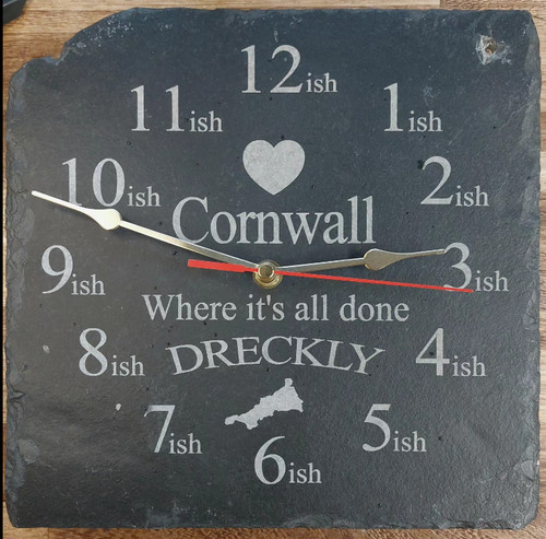 Dreckly slate clock etched - dreckly,