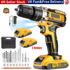 2 Battery 21V Cordless Drill Combi Driver High Power Electric Screwdriver Set UK