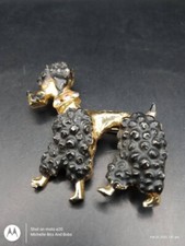 Gold Tone Poodle Brooch With