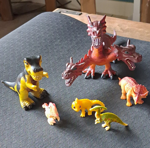 Plastic dinosaur figurines - plastic,