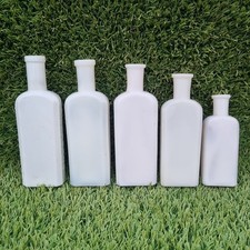 5x Vintage Milk Glass Bottles