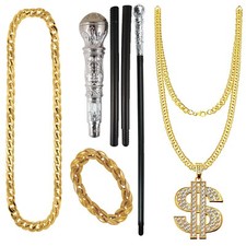 Gangster Fancy Dress Costume Chain Necklace Rapper Halloween Dress Up Accessory