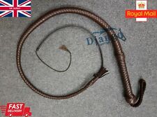 4 Feet 12 Plaits Chocolate Brown Whip Real Top Grain Leather Heavy Duty Bullwhip