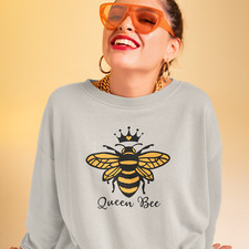 Queen Bee Jumper - Women Ladies Graphic Print Bees Sassy Slogan Sweatshirt Gifts
