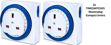 2x MASTERPLUG Plug through 240v Timers/Timeswitch max 3120W