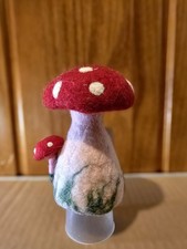 Handmade felted mushroom Egg Cosy decoration Red With Baby Attached