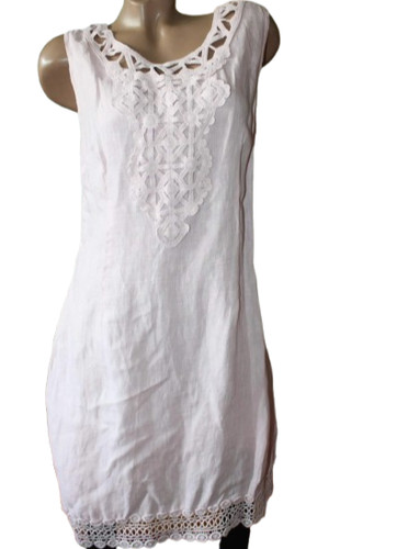 Italy linen richelieu dress - linen,