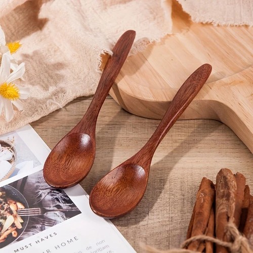 6pcs wooden tea spoons long - spoons,