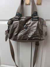 Kipling Small To Medium Handbag In Shiny Kaki /Gold