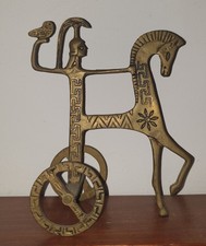 Frederick Weinberg Style Brass Etruscan Horse Chariot Athena Greek 