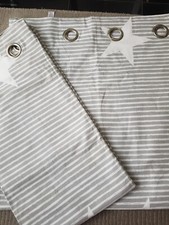 NEXT Grey Brushed Star Stripe Blackout Lined Curtains 135(W)X137cm(L) £65