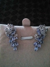 GORGEOUS TANZANITE/ CAMBODIAN ZIRCON "FLORAL"EARRINGS beautiful craftsmanship