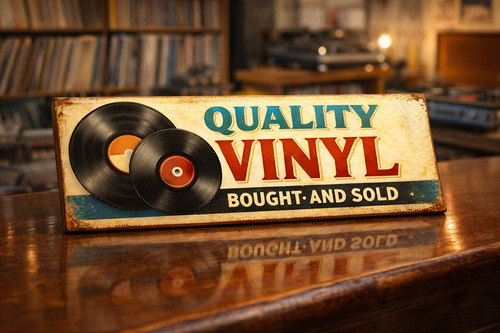 Vinyl retro shop sign - retro, records
