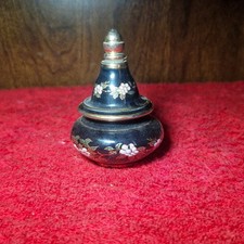 Vintage black enamel - enamel, floral
