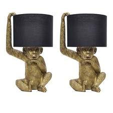 Set of 2 Gold & Black Monkey