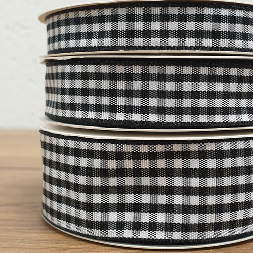 Black white gingham ribbon - gingham,
