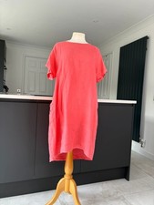 Luella 100% Linen Dress Pockets Summer Drapey Apricot Coral Colour