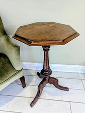 Antique Octagonal Tripod Table Walnut Wine Side Lamp Table c1870 FREE POSTAGE 