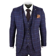 Mens 3 Piece Blue Suit
