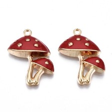 Enamel Toadstools Charms Red