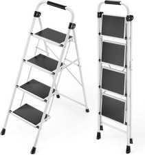 KINGRACK Non-Slip Step Ladder, 4 Steps, Lightweight with Handrail | 25% Off