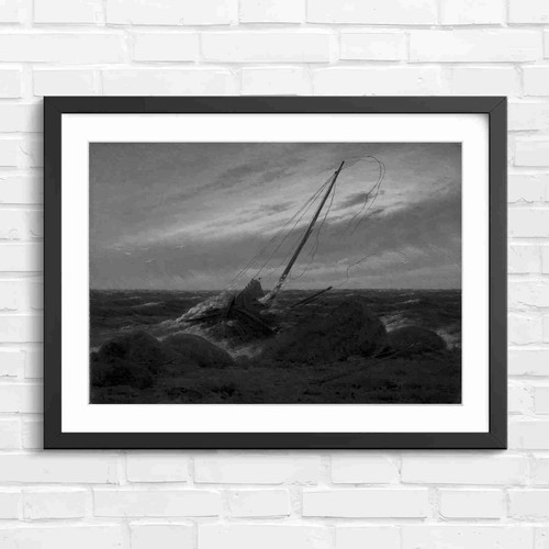 Stormy seascape wrecked - wrecked, ship