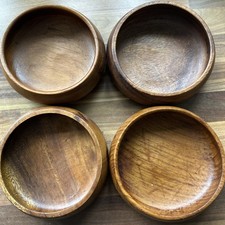 Vintage Wooden Teak Snack Salad Bowls Made In Thailand X 4 boho natural